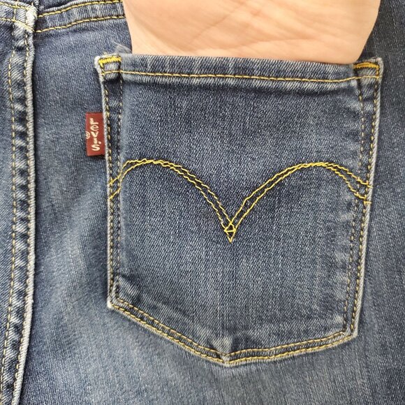 Levi's Demi Curve Mid‎ Rise Straight Leg Dark Wash Women's Red Tab Jeans Sz 4/27 - Picture 6 of 7
